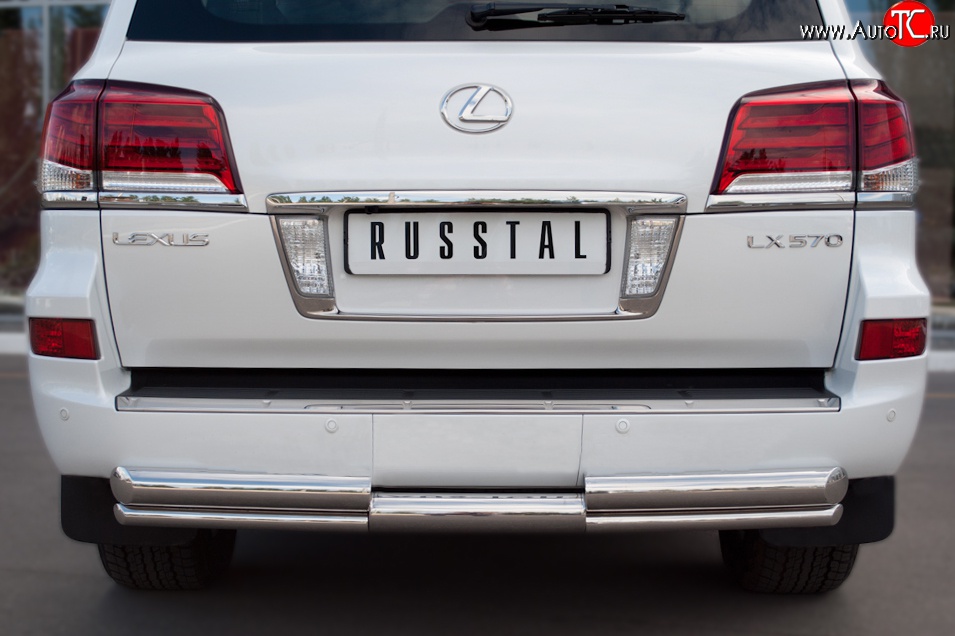 20 949 р. Защита заднего бампера (Ø76 и 42 мм, нержавейка) SLITKOFF  Lexus LX570  J200 (2007-2012) дорестайлинг  с доставкой в г. Кемерово