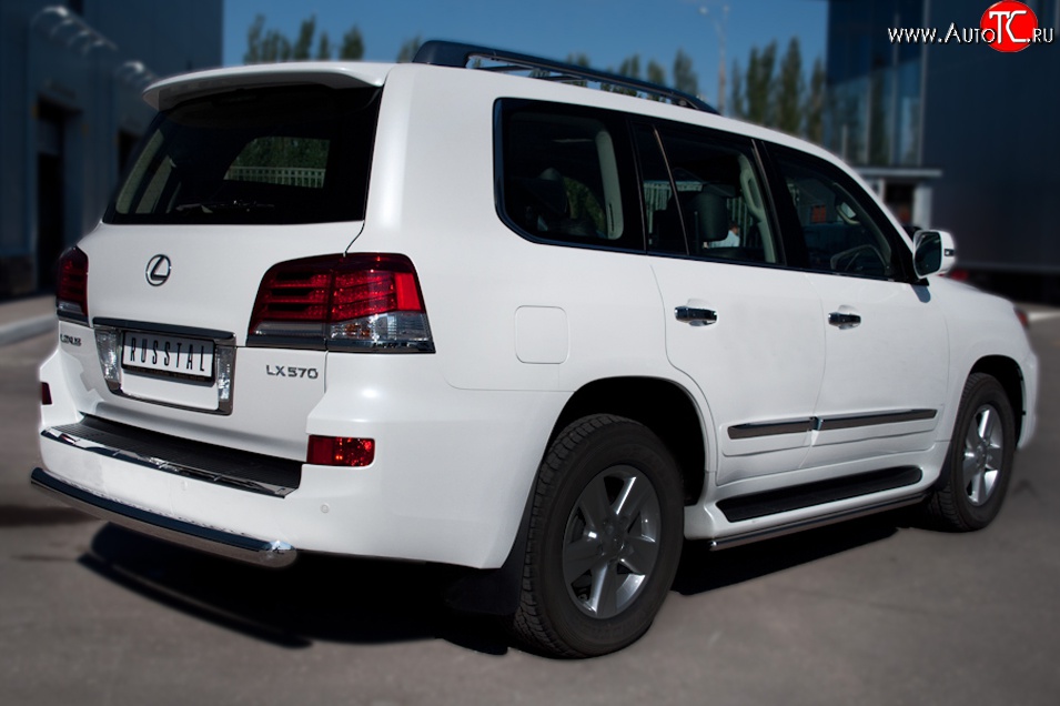 16 749 р. Защита заднего бампера (Ø76 мм, нержавейка) SLITKOFF  Lexus LX570  J200 (2007-2012) дорестайлинг  с доставкой в г. Кемерово