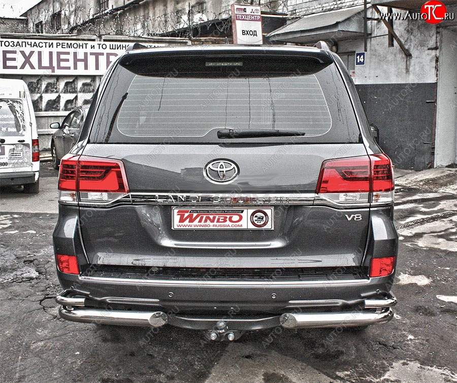 10 999 р. Защита заднего бампера WINBO (уголки, Ø76 и 38 мм, нержавейка)  Lexus LX570  J200 (2007-2012), Toyota Land Cruiser  200 (2007-2015)  с доставкой в г. Кемерово