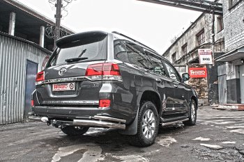 10 999 р. Защита заднего бампера WINBO (уголки, Ø76 и 38 мм, нержавейка)  Lexus LX570  J200 (2007-2012), Toyota Land Cruiser  200 (2007-2015)  с доставкой в г. Кемерово. Увеличить фотографию 2