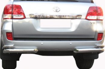 10 999 р. Защита заднего бампера WINBO (уголки, Ø76 и 38 мм, нержавейка)  Lexus LX570  J200 (2007-2012), Toyota Land Cruiser  200 (2007-2015)  с доставкой в г. Кемерово. Увеличить фотографию 3