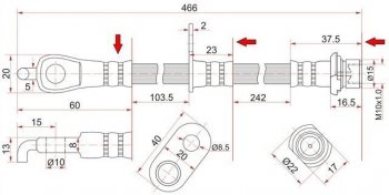 659 р. Тормозной шланг SAT (передний, правый, пр-во Таиланд) Toyota Land Cruiser 200 дорестайлинг (2007-2012)  с доставкой в г. Кемерово. Увеличить фотографию 1