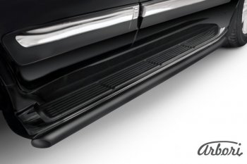 9 629 р. Защита штатных порогов Arbori (черная, d57 mm).  Lexus LX570  J200 (2012-2015) 1-ый рестайлинг  с доставкой в г. Кемерово. Увеличить фотографию 1