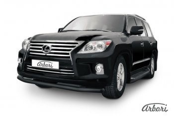 Защита переднего бампера Arbori (черная, 1 труба d76 mm). Lexus LX570 J200 1-ый рестайлинг (2012-2015)
