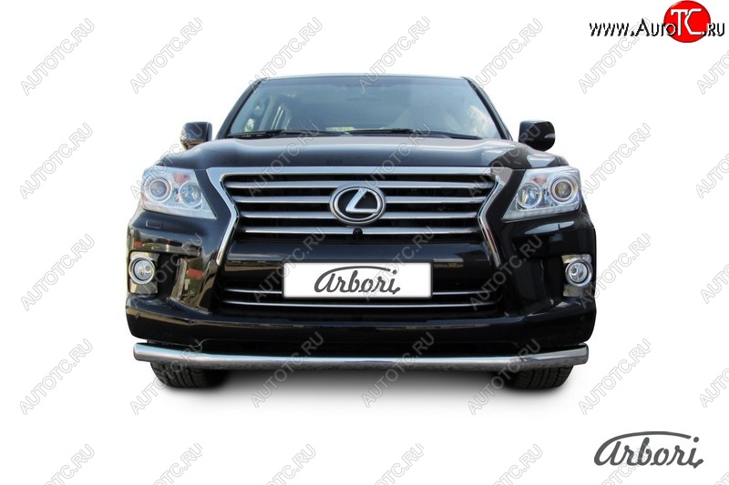 18 269 р. Защита переднего бампера Arbori (черная, 1 труба d76 mm).  Lexus LX570  J200 (2012-2015) 1-ый рестайлинг  с доставкой в г. Кемерово