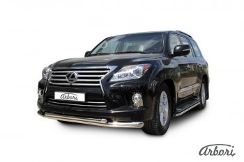 47 999 р. Защита переднего бампера Arbori (нержавейка, 2 трубы d76 и 57 mm)  Lexus LX570  J200 (2012-2015) 1-ый рестайлинг  с доставкой в г. Кемерово. Увеличить фотографию 2