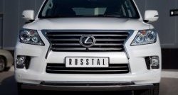 23 999 р. Защита переднего бампера (2 трубыØ75х42 и 42 мм, нержавейка) SLITKOFF  Lexus LX570  J200 (2012-2015) 1-ый рестайлинг  с доставкой в г. Кемерово. Увеличить фотографию 1