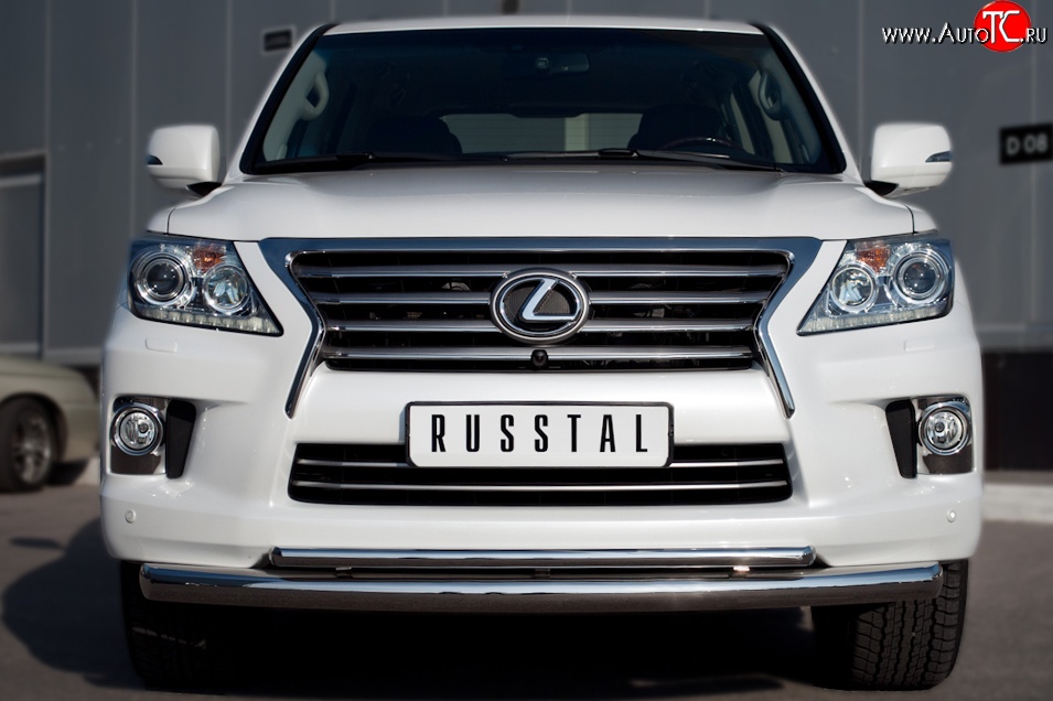 20 999 р. Защита переднего бампера (2 трубыØ76 и 42 мм, нержавейка) SLITKOFF  Lexus LX570  J200 (2012-2015) 1-ый рестайлинг  с доставкой в г. Кемерово