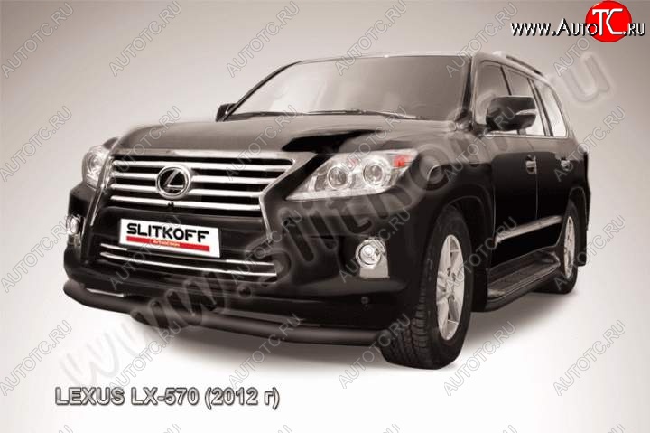 12 999 р. Защита переднего бампера из трубы d76 Slitkoff (дуга) Lexus LX570 J200 1-ый рестайлинг (2012-2015) (Цвет: серебристый)  с доставкой в г. Кемерово