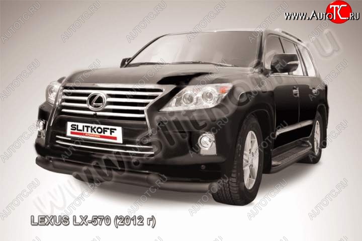 19 399 р. Защита переднего бампера из труб d76 Slitkoff (двойная)  Lexus LX570  J200 (2012-2015) 1-ый рестайлинг (Цвет: серебристый)  с доставкой в г. Кемерово