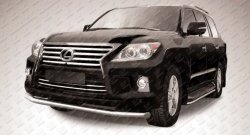 16 849 р. Одинарная защита переднего бампера из трубы диаметром 76 мм Slitkoff  Lexus LX570  J200 (2012-2015) 1-ый рестайлинг (Нержавейка, Полированная)  с доставкой в г. Кемерово. Увеличить фотографию 1