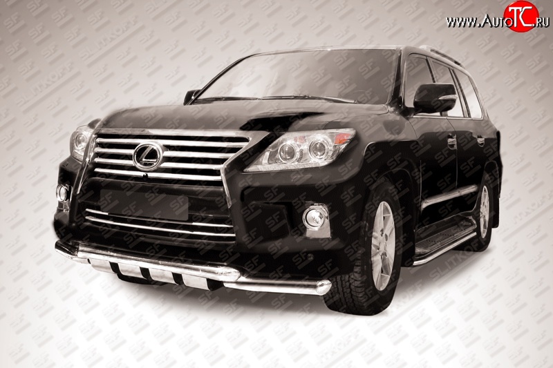 30 749 р. Двойная защита с зубьями d76 мм Slitkoff  Lexus LX570  J200 (2012-2015) 1-ый рестайлинг  с доставкой в г. Кемерово