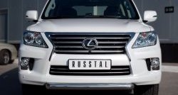 16 749 р. Одинарная защита переднего бампера диаметром 76 мм SLITKOFF  Lexus LX570  J200 (2012-2015) 1-ый рестайлинг  с доставкой в г. Кемерово. Увеличить фотографию 1