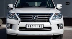 Защита переднего бампера (Ø75х42 мм, нержавейка) Russtal Lexus LX570 J200 1-ый рестайлинг (2012-2015)