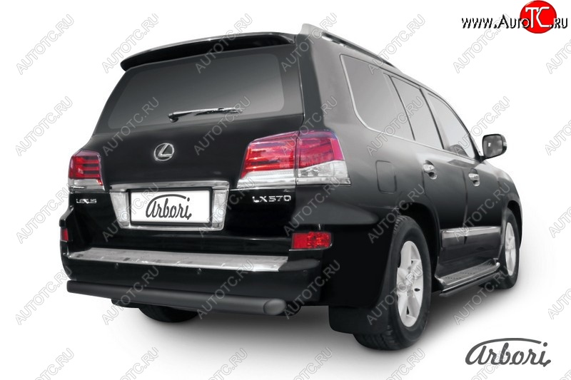16 109 р. Защита заднего бампера Arbori (черная, 1 труба d76 mm). Lexus LX570 J200 1-ый рестайлинг (2012-2015)  с доставкой в г. Кемерово