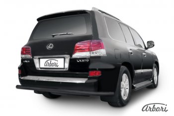 Защита заднего бампера Arbori (черная, 1 труба d76 mm). Lexus LX570 J200 1-ый рестайлинг (2012-2015)