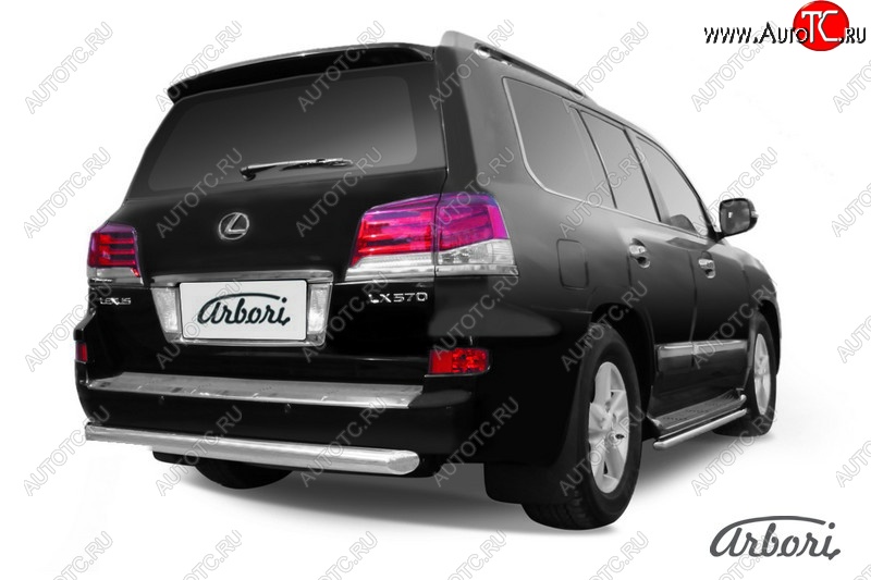 22 139 р. Защита заднего бампера Arbori (нержавейка, 1 труба d76 mm).  Lexus LX570  J200 (2012-2015) 1-ый рестайлинг  с доставкой в г. Кемерово