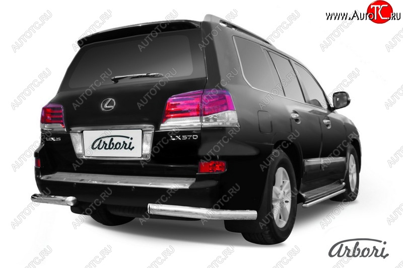 18 269 р. Защита заднего бампера Arbori (нержавейка, 1 труба d76 mm).  Lexus LX570  J200 (2012-2015) 1-ый рестайлинг  с доставкой в г. Кемерово