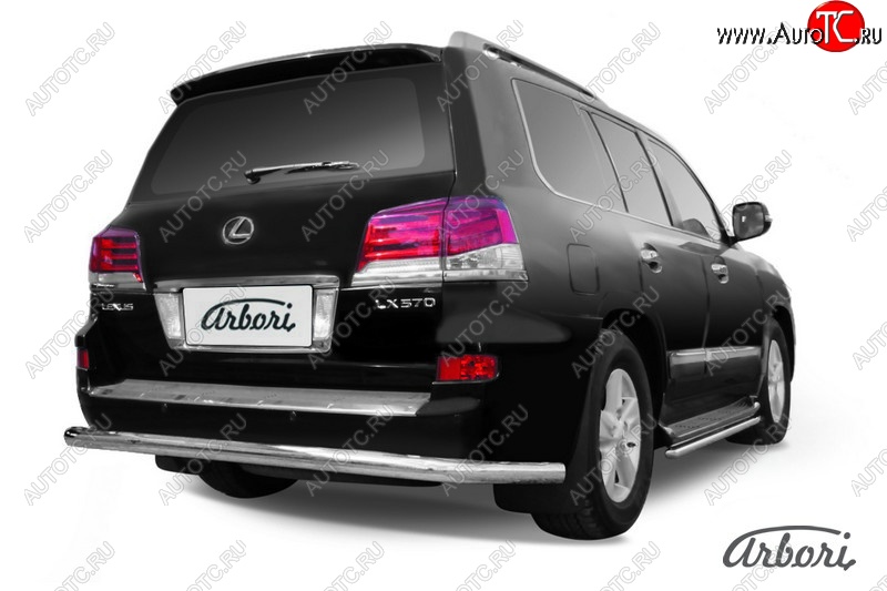 23 489 р. Защита заднего бампера Arbori (нержавейка, 1 труба d76 mm).  Lexus LX570  J200 (2012-2015) 1-ый рестайлинг  с доставкой в г. Кемерово