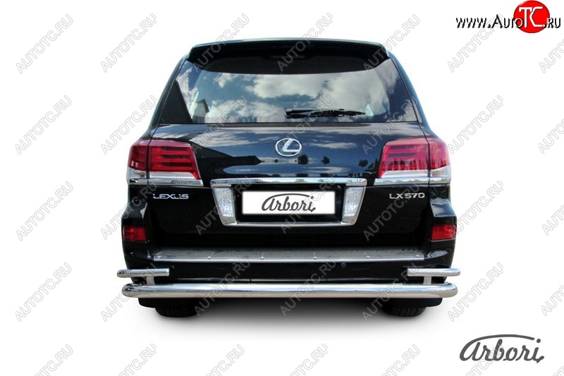 25 289 р. Защита заднего бампера Arbori (нержавейка, 2 трубы d76 и 42 mm).  Lexus LX570  J200 (2012-2015) 1-ый рестайлинг  с доставкой в г. Кемерово