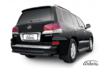 Защита заднего бампера Arbori (черная, 2 трубы d76 mm). Lexus LX570 J200 1-ый рестайлинг (2012-2015)
