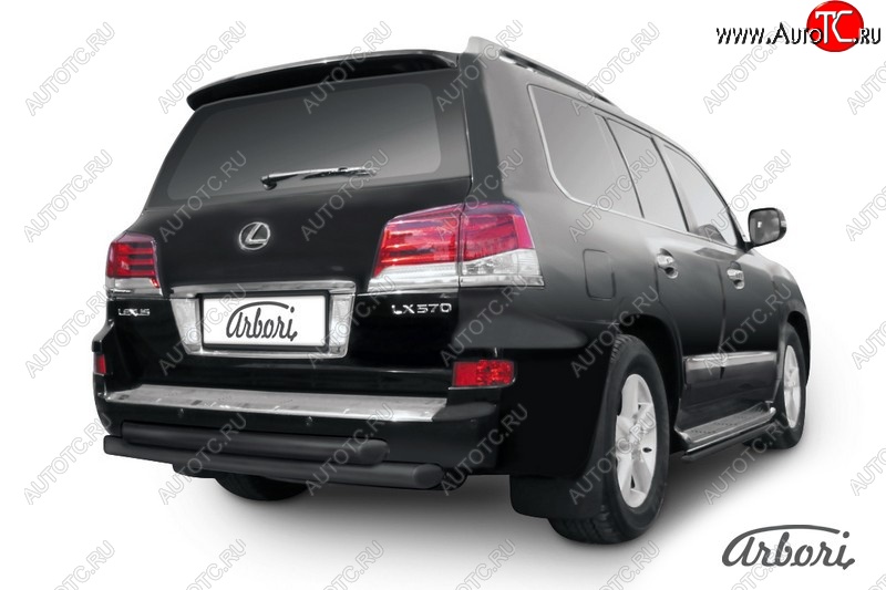 13 499 р. Защита заднего бампера Arbori (черная, 2 трубы d76 mm). Lexus LX570 J200 1-ый рестайлинг (2012-2015)  с доставкой в г. Кемерово