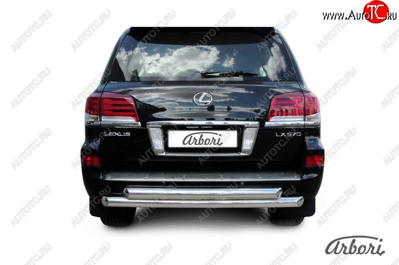 25 289 р. Защита заднего бампера Arbori (нержавейка, 2 трубы d76 mm).  Lexus LX570  J200 (2012-2015) 1-ый рестайлинг  с доставкой в г. Кемерово