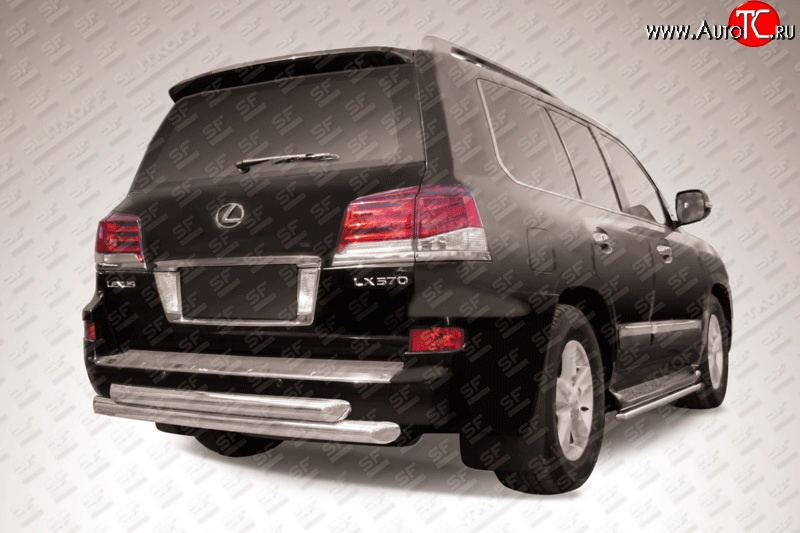 22 999 р. Двойная защита заднего бампера из труб диаметрами по 76 мм Slitkoff  Lexus LX570  J200 (2012-2015) 1-ый рестайлинг (Нержавейка, Полированная)  с доставкой в г. Кемерово