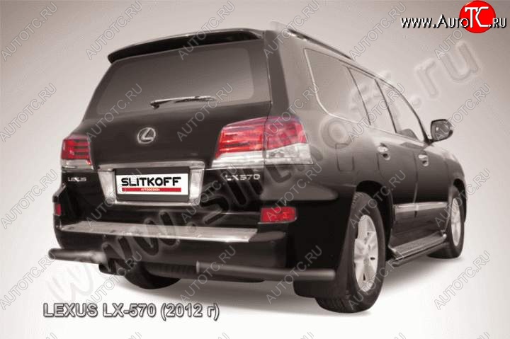 12 999 р. Защита заднего бампера из уголков d76 Slitkoff  Lexus LX570  J200 (2012-2015) 1-ый рестайлинг (Цвет: серебристый)  с доставкой в г. Кемерово