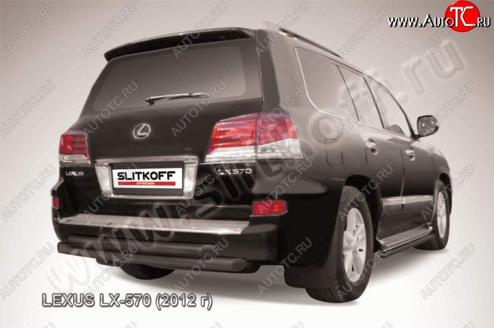 17 999 р. Защита заднего бампера из труб d76 Slitkoff (двойная)  Lexus LX570  J200 (2012-2015) 1-ый рестайлинг (Цвет: серебристый)  с доставкой в г. Кемерово