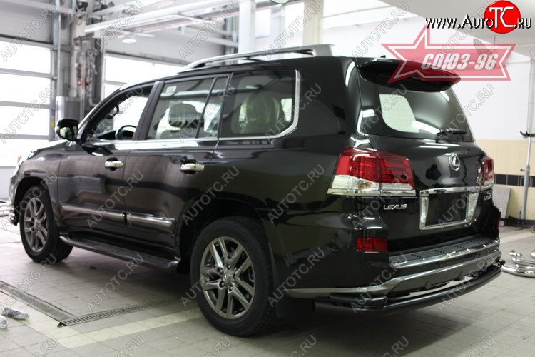 25 559 р. Двойная заднего бампера Sport Souz-96 Black (d76/42)  Lexus LX570  J200 (2012-2015) 1-ый рестайлинг  с доставкой в г. Кемерово