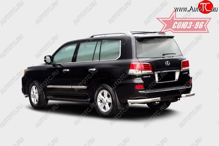 6 349 р. Защита заднего бампера из боковых уголков (d76) Souz-96 Lexus LX570 J200 1-ый рестайлинг (2012-2015)  с доставкой в г. Кемерово