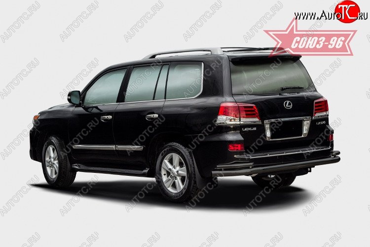 25 649 р. Двойная защита заднего бампера d76/42 чёрного цвета Souz-96  Lexus LX570  J200 (2012-2015) 1-ый рестайлинг  с доставкой в г. Кемерово