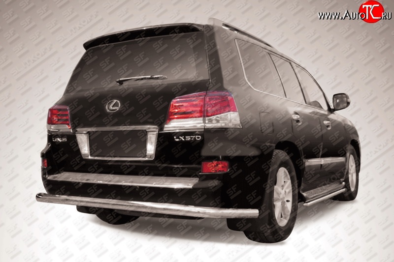 20 449 р. Защита заднего бампера из длинной трубы диаметром 76 мм Slitkoff  Lexus LX570  J200 (2012-2015) 1-ый рестайлинг (Нержавеющая сталь)  с доставкой в г. Кемерово