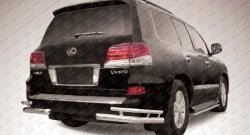 Защита заднего бампера из двойных боковых уголков с диаметром труб 76 и 42 мм Slitkoff Lexus LX570  J200 (2012-2015) 1-ый рестайлинг