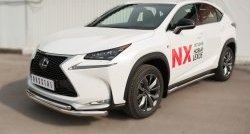 18 699 р. Защита переднего бампера (2 трубыØ63 и 42 мм, нержавейка) SLITKOFF  Lexus NX200T  Z10 (2014-2017)  с доставкой в г. Кемерово. Увеличить фотографию 4