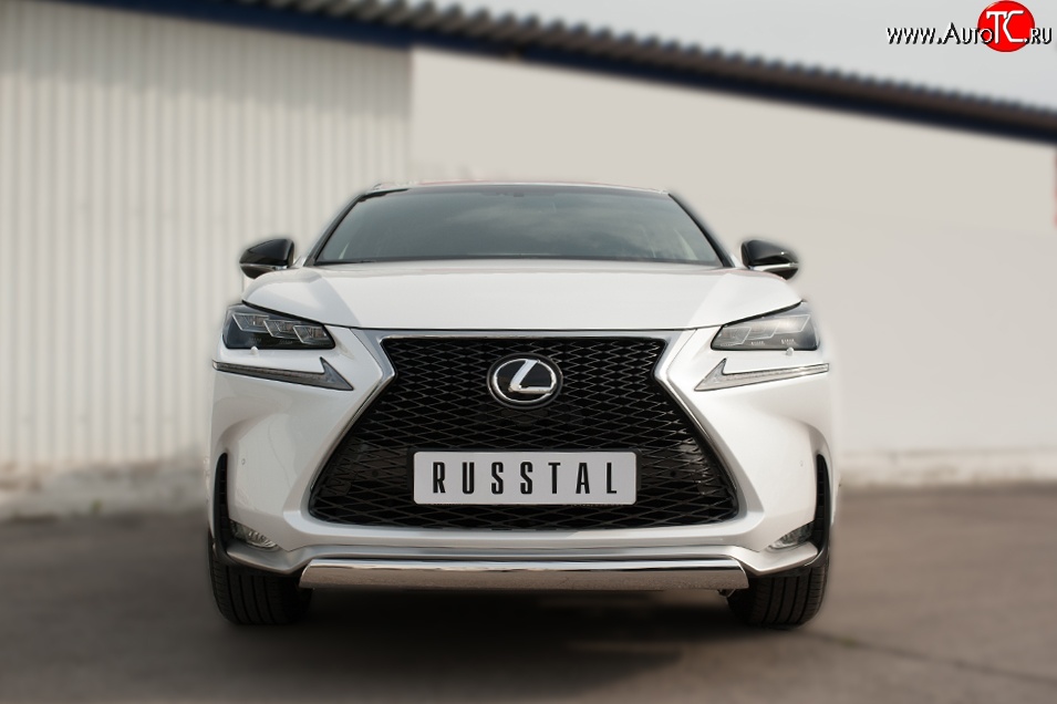 11 599 р. Защита переднего бампера (Ø75х42 мм, нержавейка, F-SPORT) Russtal Lexus NX200T Z10 (2014-2017)  с доставкой в г. Кемерово