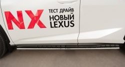 16 649 р. Защита порогов с круглыми вставками для ног из овальной трубы диаметром 75x42 мм F SPORT Russtal Lexus NX200T Z10 (2014-2017)  с доставкой в г. Кемерово. Увеличить фотографию 3