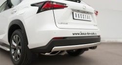 11 599 р. Защита заднего бампера (Ø75x42 мм, нержавейка, F-Sport) Russtal Lexus NX200T Z10 (2014-2017)  с доставкой в г. Кемерово. Увеличить фотографию 2