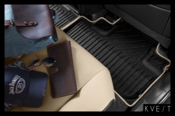 8 449 р. Коврик в салони премиум-класса Kvest (черный/бежевый)  Lexus NX200T  Z10 (2014-2017)  с доставкой в г. Кемерово. Увеличить фотографию 6