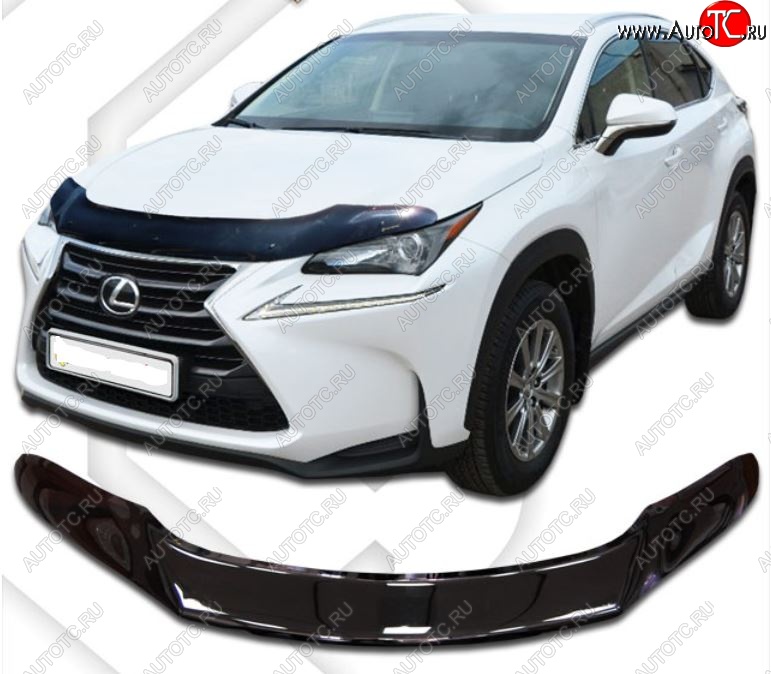 2 379 р. Дефлектор капота CA-Plastic exclusive  Lexus NX300h  Z10 (2014-2017) дорестайлинг (Classic черный, Без надписи)  с доставкой в г. Кемерово