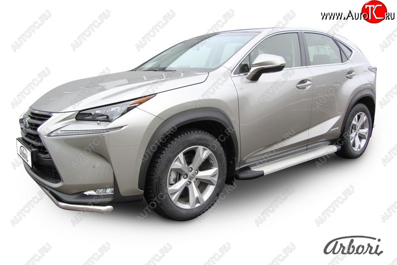 10 979 р. Порожки для ног Arbori Optima Silver  Lexus NX300h  Z10 (2014-2017) дорестайлинг  с доставкой в г. Кемерово