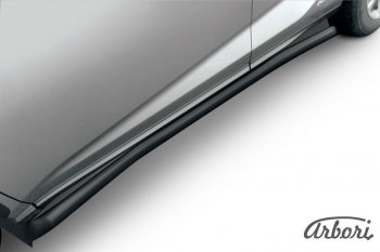 Защита штатных порогов Arbori (черная, d57 mm). Lexus NX300h  Z10 (2014-2017) дорестайлинг