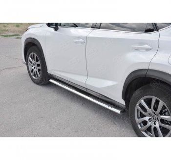 19 399 р. Пороги труба 120х60 Russtal (овал с проступью) Lexus NX300h Z10 дорестайлинг (2014-2017)  с доставкой в г. Кемерово. Увеличить фотографию 2