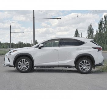 19 399 р. Пороги труба 120х60 Russtal (овал с проступью) Lexus NX300h Z10 дорестайлинг (2014-2017)  с доставкой в г. Кемерово. Увеличить фотографию 3