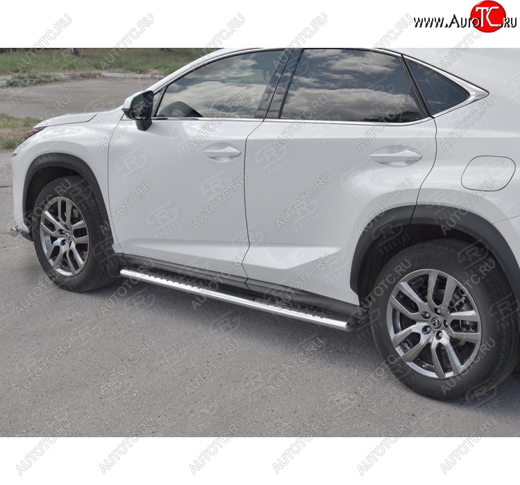 19 399 р. Пороги труба 120х60 Russtal (овал с проступью) Lexus NX300h Z10 дорестайлинг (2014-2017)  с доставкой в г. Кемерово