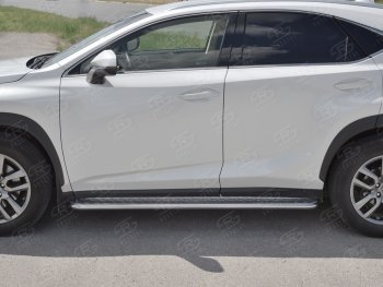 24 649 р. Порожки для ног (труба Ø42) SLITKOFF  Lexus NX300h  Z10 (2014-2017) дорестайлинг (лист алюм, проф. нерж)  с доставкой в г. Кемерово. Увеличить фотографию 2
