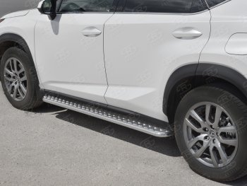 24 649 р. Порожки для ног (труба Ø42) SLITKOFF  Lexus NX300h  Z10 (2014-2017) дорестайлинг (лист алюм, проф. нерж)  с доставкой в г. Кемерово. Увеличить фотографию 3