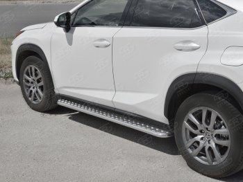 24 649 р. Порожки для ног (труба Ø42) SLITKOFF  Lexus NX300h  Z10 (2014-2017) дорестайлинг (лист алюм, проф. нерж)  с доставкой в г. Кемерово. Увеличить фотографию 4