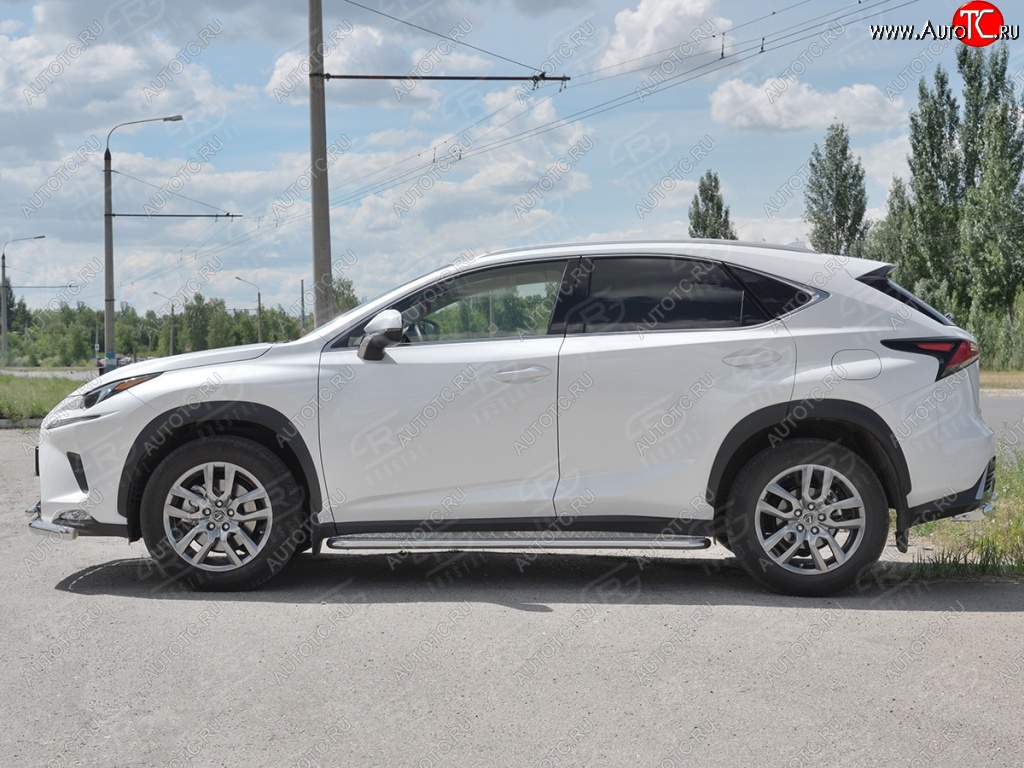 24 649 р. Порожки для ног (труба Ø42) SLITKOFF  Lexus NX300h  Z10 (2014-2017) дорестайлинг (лист алюм, проф. нерж)  с доставкой в г. Кемерово